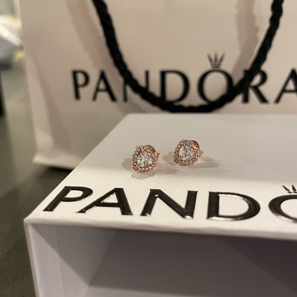 Sparkling Elevated Heart Stud Earrings